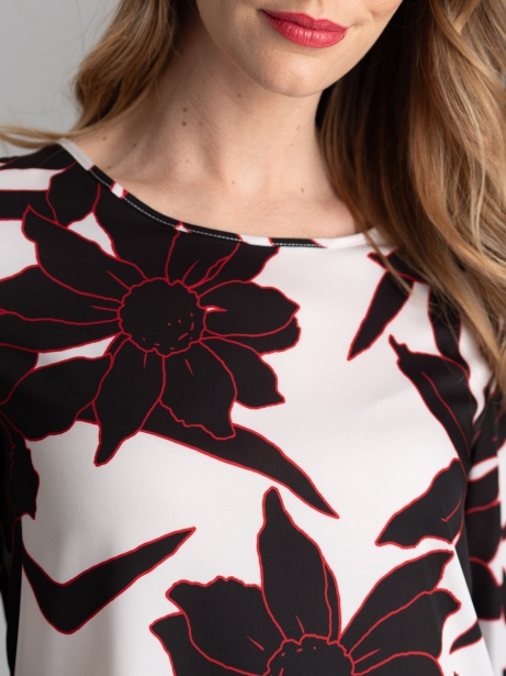 Camisa de mujer de manga larga con estampado de macroflores 2