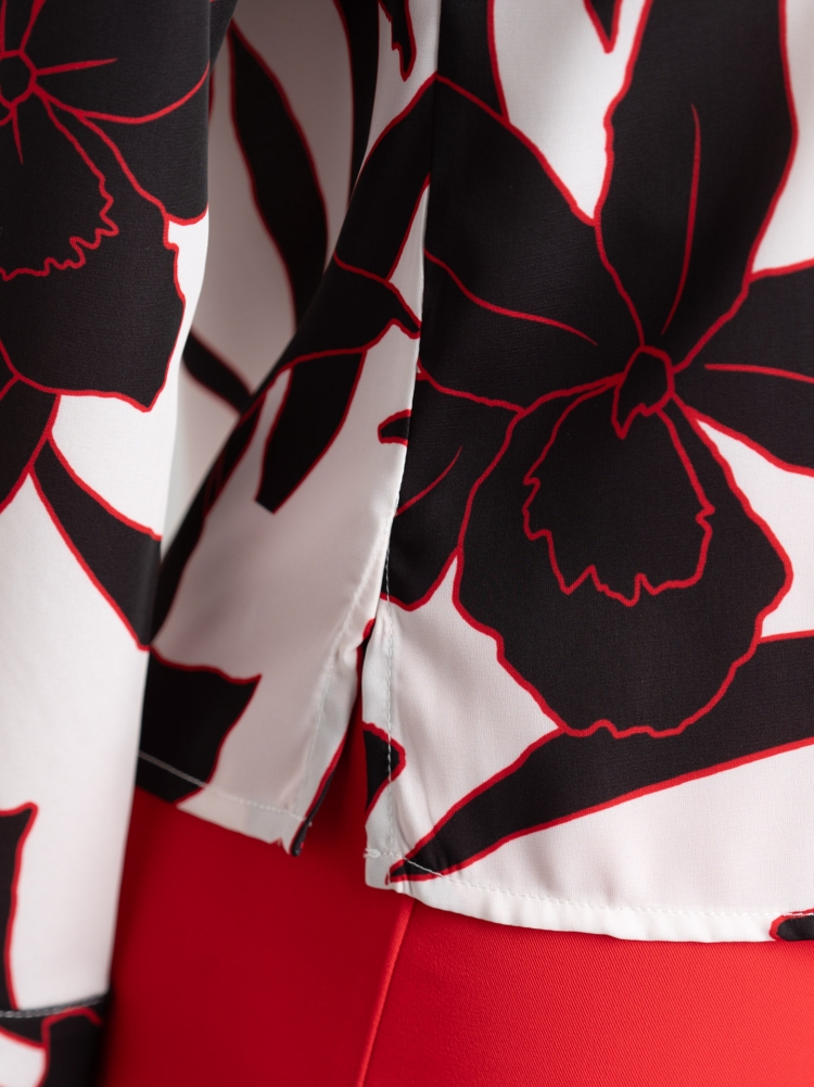 Camisa de mujer de manga larga con estampado de macroflores