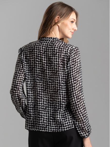 Camisa de mujer de manga larga con estampado geométrico y rouges