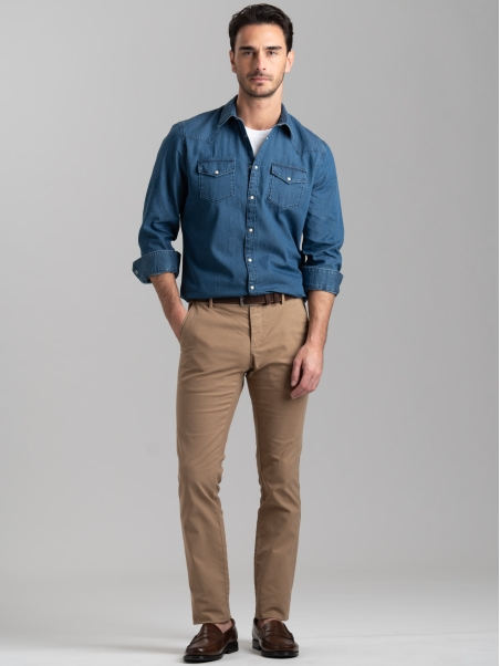 Pantalone uomo chino spina di pesce tasca America