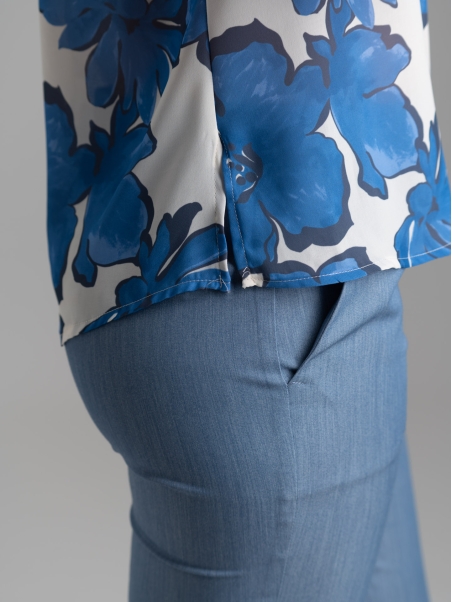 Camicia donna floreale pervinca a manica lunga con rouges