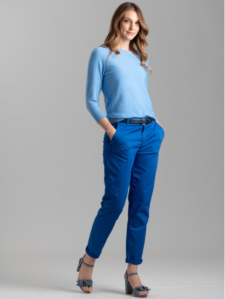 Maglia donna girocollo manica 3/4 con micro paillettes