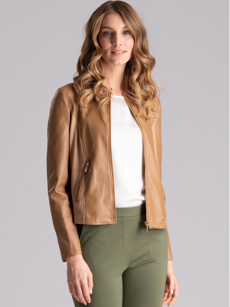 Chaqueta de mujer de piel sintética y tejido Punto Milano
