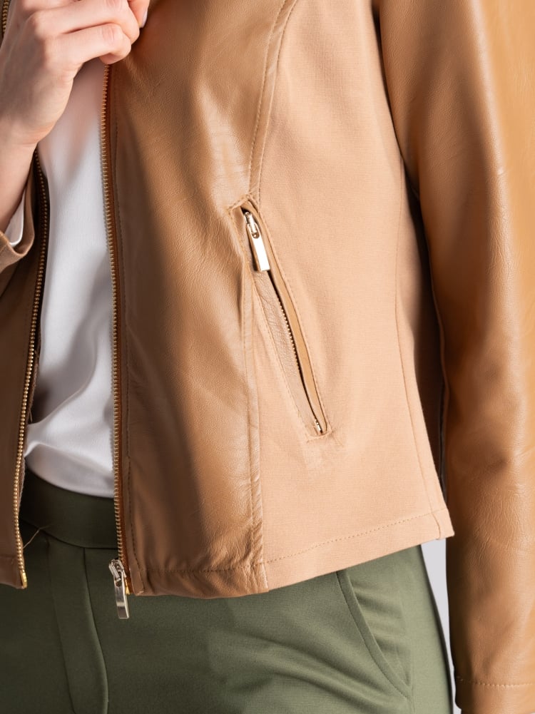 Chaqueta de mujer de piel sintética y tejido Punto Milano