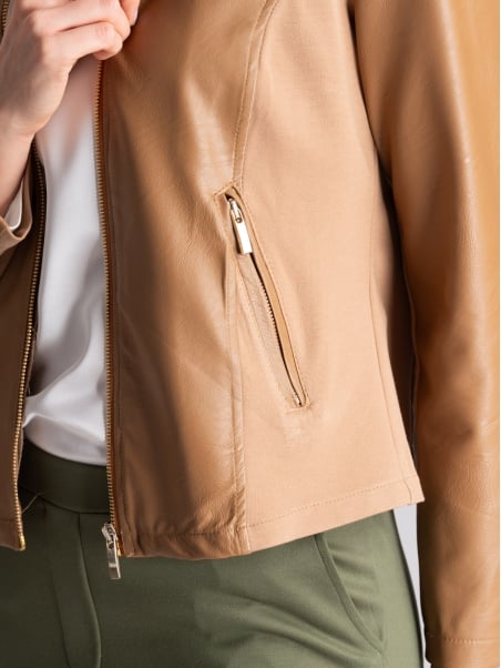 Chaqueta de mujer de piel sintética y tejido Punto Milano