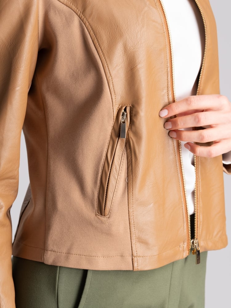 Chaqueta de mujer de piel sintética y tejido Punto Milano