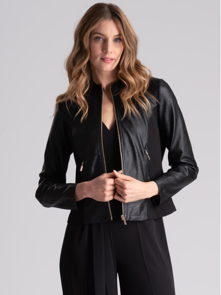 Chaqueta de mujer de piel sintética y tejido Punto Milano