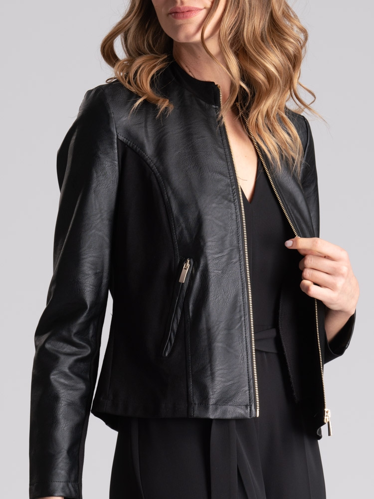 Chaqueta de mujer de piel sintética y tejido Punto Milano