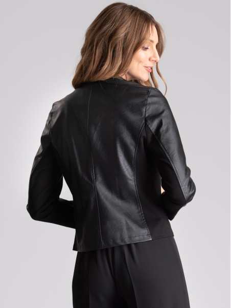 Chaqueta de mujer de piel sintética y tejido Punto Milano