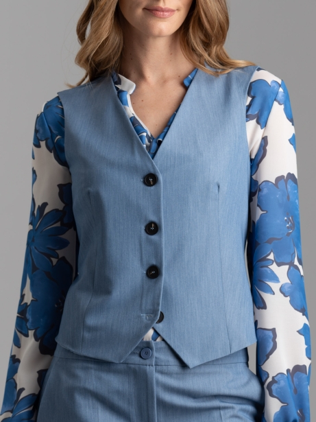 Chaleco de mujer en tejido efecto denim melange