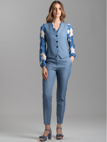 Gilet donna in tessuto melange effetto denim