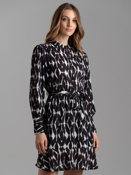Vestido de mujer por la rodilla con estampado geométrico sombreado