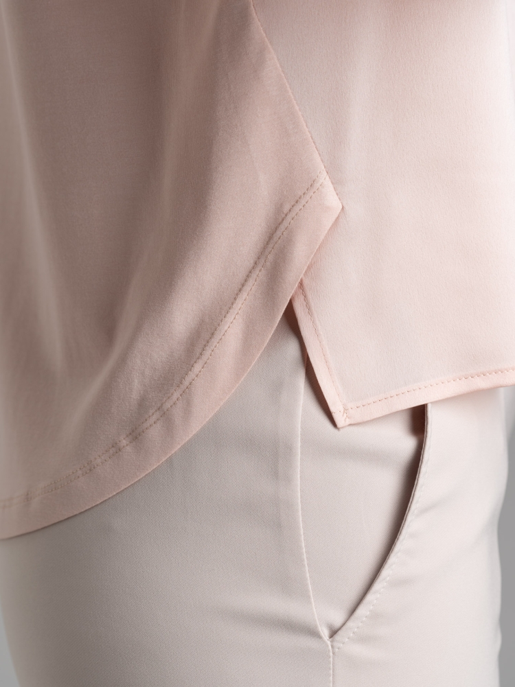 Blusa de mujer de manga larga en dos tejidos