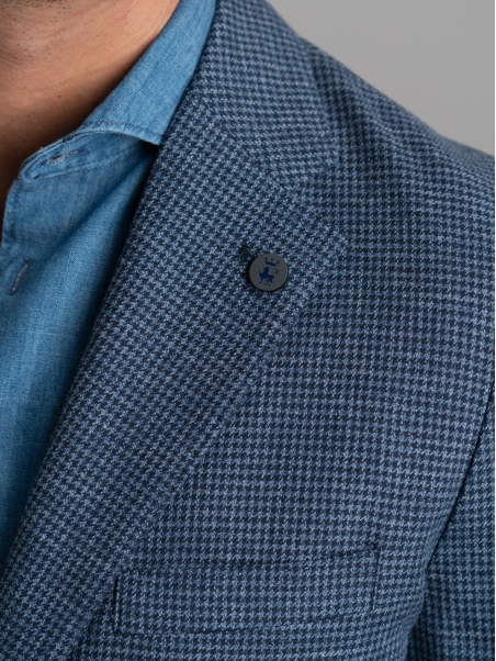 Giacca uomo in misto lino con micro quadretto