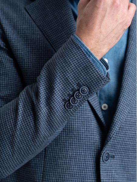 Giacca uomo in misto lino con micro quadretto