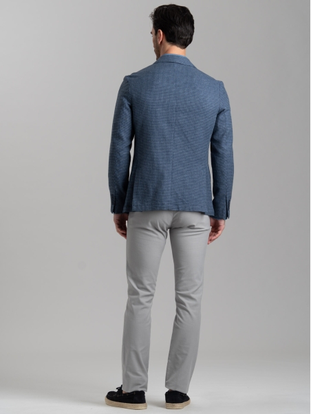 Giacca uomo in misto lino con micro quadretto
