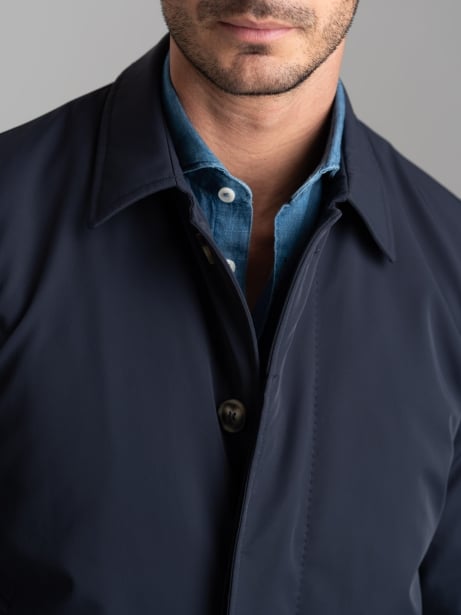Spolverino uomo in twill tecnico con abbottonatura coperta 2