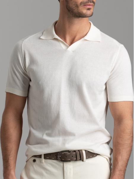 Polo uomo in maglia calata e collo Derby