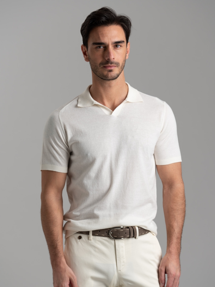 Polo uomo in maglia calata e collo Derby