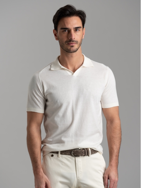 Polo uomo in maglia calata e collo Derby
