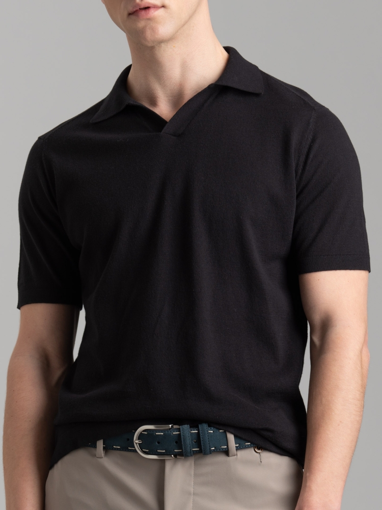 Polo uomo in maglia calata e collo Derby