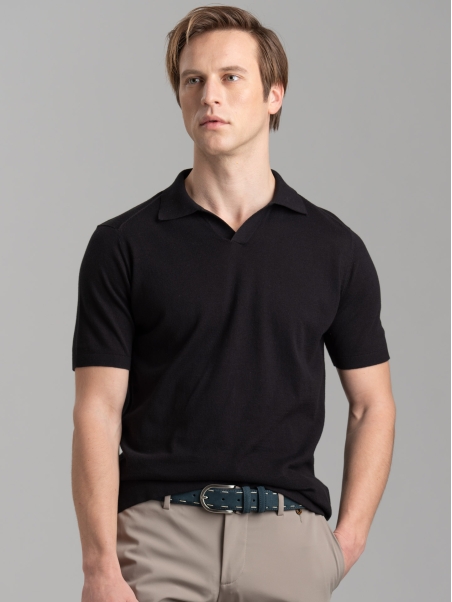 Polo uomo in maglia calata e collo Derby