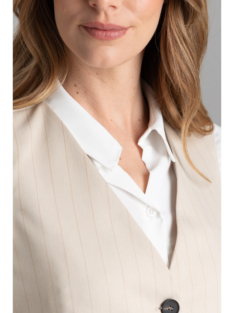 Gilet donna color sabbia gessato