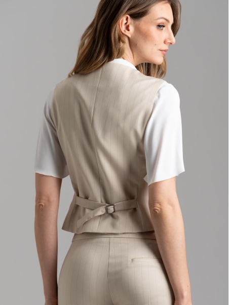 Gilet donna color sabbia gessato