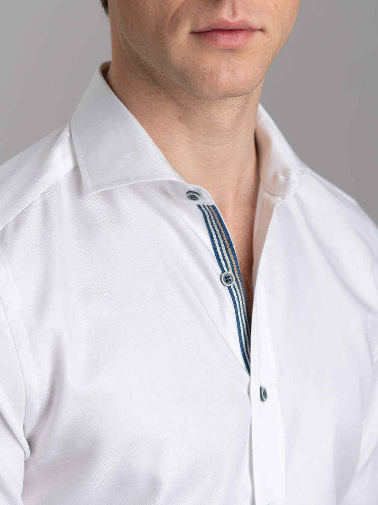 Camicia uomo micro armatura bianca con collo semi francese