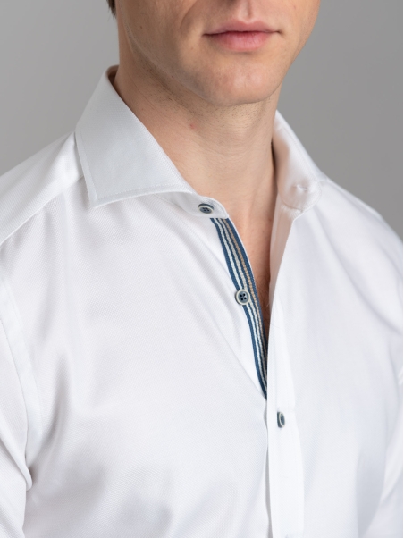 Camicia uomo micro armatura bianca con collo semi francese