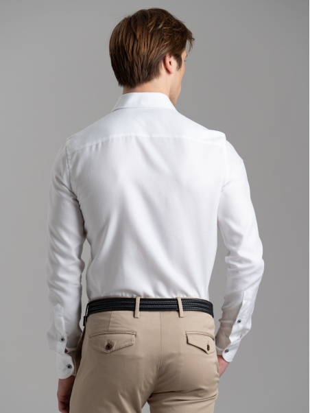 Camicia uomo micro armatura bianca con collo semi francese