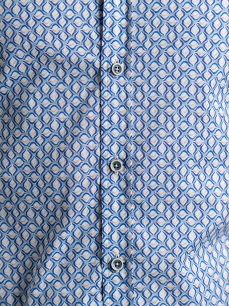 Camicia uomo fantasia geometrica con collo semi francese 2