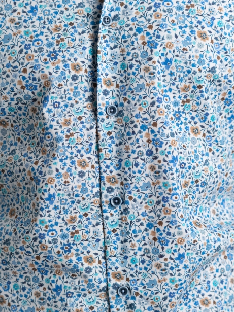 Camisa de hombre floral azul con cuello semifrancés 2