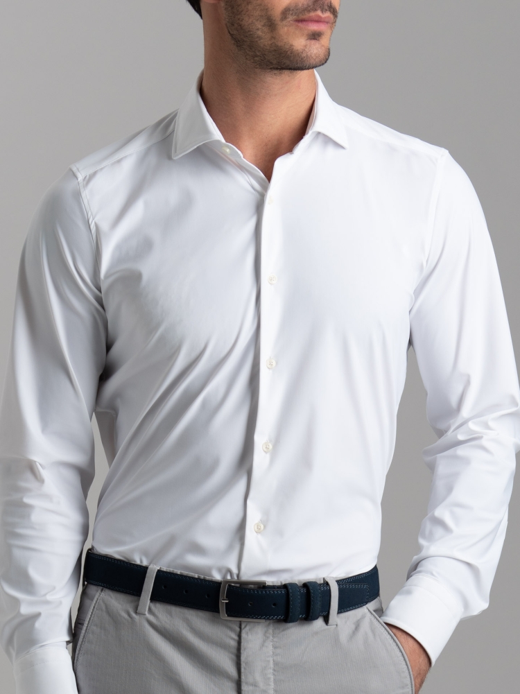 Camicia uomo TECNO bianca con collo semi francese