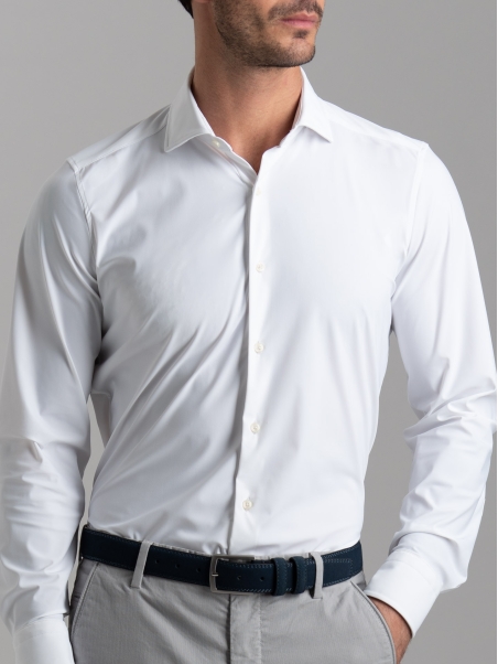 Camicia uomo TECNO bianca con collo semi francese