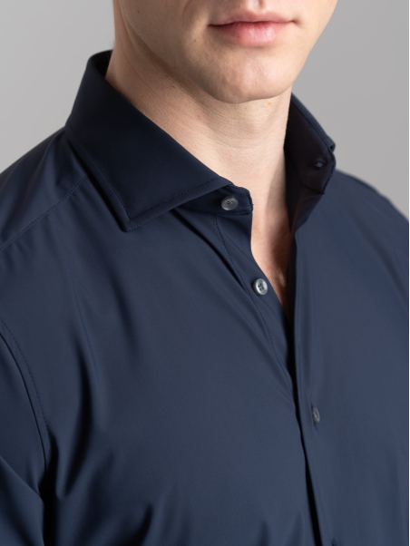 Camicia uomo TECNO blu con collo semi francese