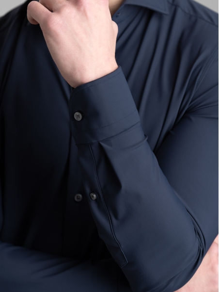 Camicia uomo TECNO blu con collo semi francese