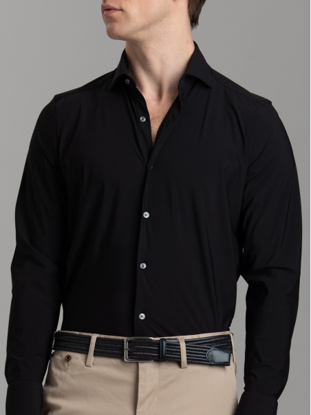 Camicia uomo TECNO nera con collo semi francese