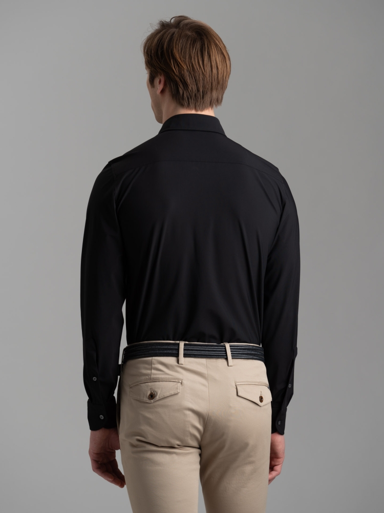 Camicia uomo TECNO nera con collo semi francese