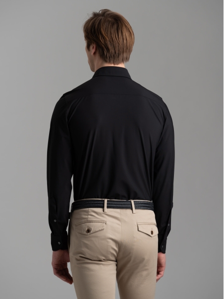 Camicia uomo TECNO nera con collo semi francese
