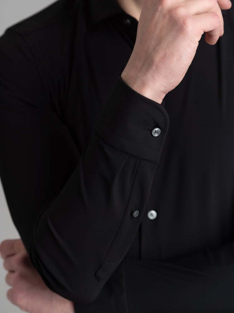 Camicia uomo TECNO nera con collo semi francese