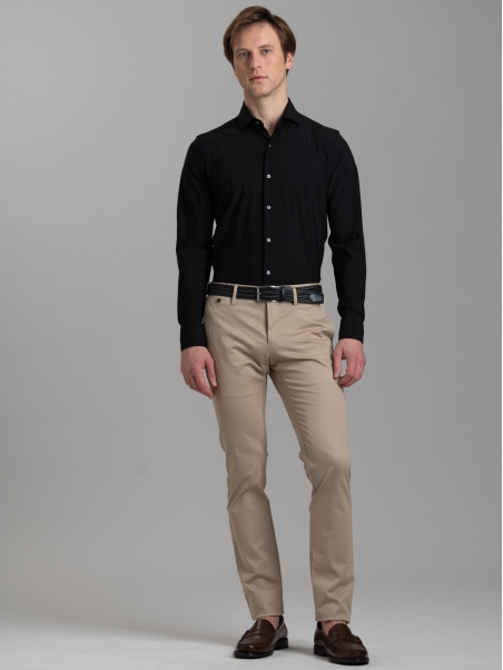 Camicia uomo TECNO nera con collo semi francese