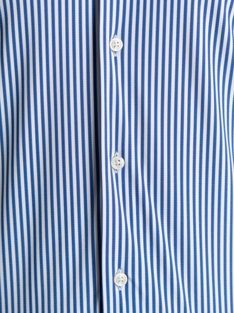 Camicia uomo TECNO rigata blu e bianca con collo semi francese