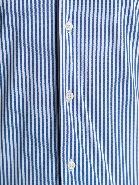 Camicia uomo TECNO rigata blu e bianca con collo semi francese