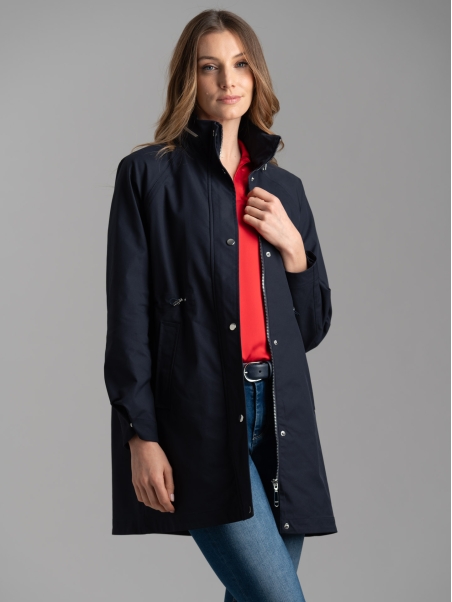 Spolverino donna in twill impermeabile con cappuccio