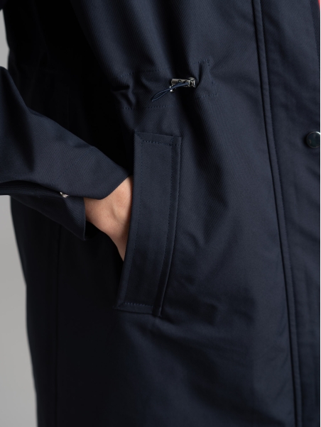 Spolverino donna in twill impermeabile con cappuccio
