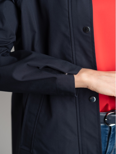 Spolverino donna in twill impermeabile con cappuccio