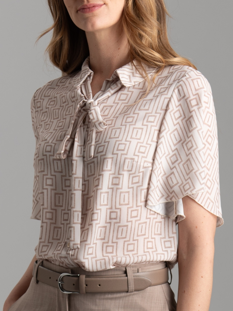 Camicia donna fantasia geometrica con manica a campana