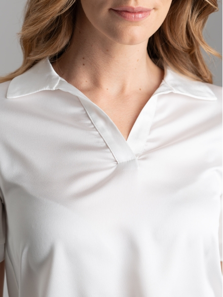 Camicia donna stile polo in due tessuti