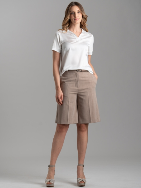 Camicia donna stile polo in due tessuti